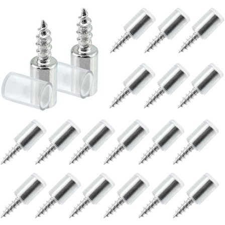 ING 20 stk. hyllebærende selvskruende skruer – med antiskli-bøssinger, egnet for glasshyller, skap og hyller (bokhylle, garderobe)