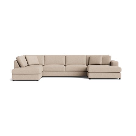 Oasis U-Form Sofa, rechts, Loop Beige, modernes Design in Cord-Optik, hochwertige Nozag-Federung, komfortable Polsterung, Wohnlandschaft, 79cm