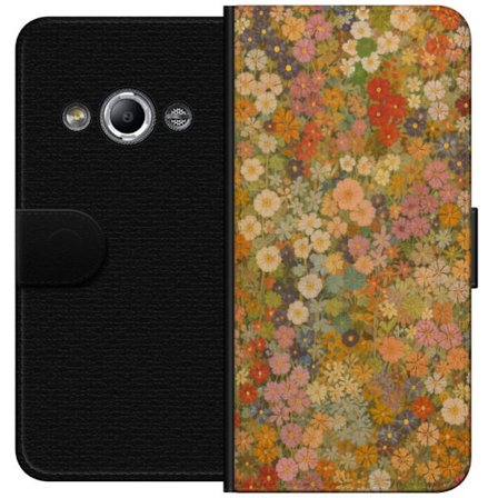Kompatibelt Lommeboketui til Samsung Galaxy Xcover 3 Blomstereng i varme toner med en nostalgisk malerisk følelse