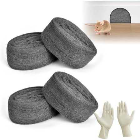 Stålull, 4 stk 0000 stålull, 16m 100g Anti-musestålull, Rengjøring Stålull for rengjøring og polering av tre og glass, levert med hansker