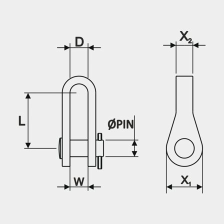 Toggle Seldén Ø4 mm x 8 mm x 15 mm, No Pin