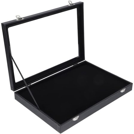 Brosjeoppbevaring Vitrodral med etui av glasstopp Displayboks Smykkeskrin Organizer Stabelbar smykkebricka for brystnål Br