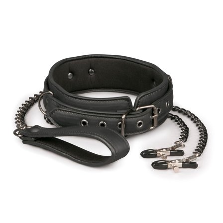 Leather Collar & Nipple Chains - Easy Toys