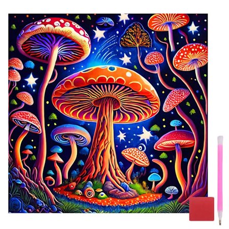 Svamp Diamant Kunst Sæt til Voksne, Svamp Diamant Maleri Sæt til Voksne, DIY Fuld Bor Ædelsten Kunst Krystal Rhinestone til Væg Hjem Indretning 35x35 