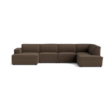 Lyon U-Form Sofa, links, Modesto Braun, einfarbig, moderner Stil, bequeme Polsterung für maximalen Komfort, Wohnlandschaft, 80cm Höhe