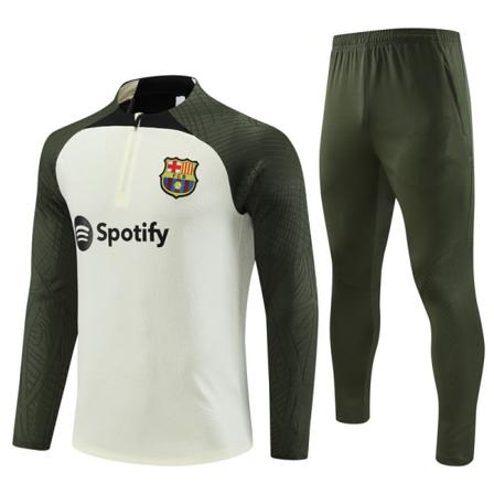 Barcelona langærmet halv tracksuit til voksne fodbolduniform træningstøj langærmet dragt off white off white M