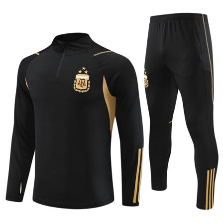 Ny Argentina svart jersey höst och vinter fotboll halvdrag träningsdräkt XXL