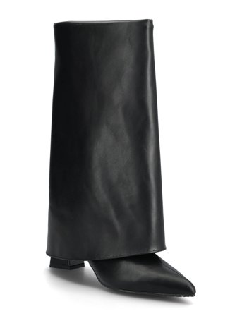 Biamaralyn Fold Over Boot Faux Leather Black Bianco