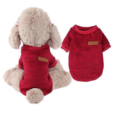 Hundeklær Hundesweater Myk Tykkelse Varm Valpeskjorte Vinter Valpesweater For Hunder (Vinrød, Xxs)