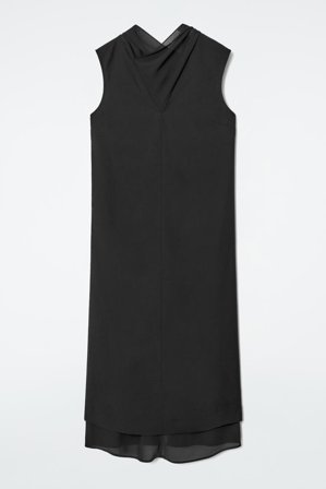 COS Damen Mehrlagiges Wollkleid - Schwarz