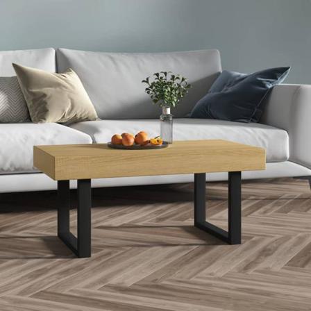 Vidaxl Soffbord Ljusbrun Och Svart 90x45x40 Cm Mdf Och Järn Brun
