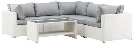 Venture Home Amazon 9140-010 Loungeset soffa, bord, vitt/grått, Utemöbler