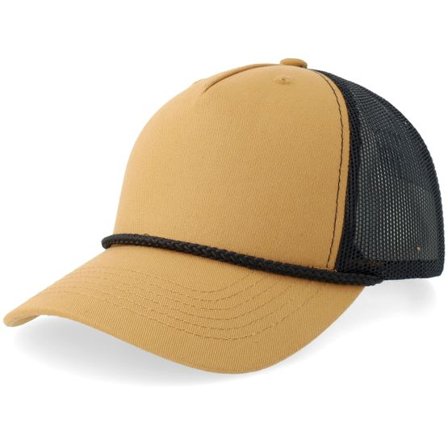 Equip - Beige trucker Keps - Caramel/Black Rope Mid A-frame Trucker @ Hatstore