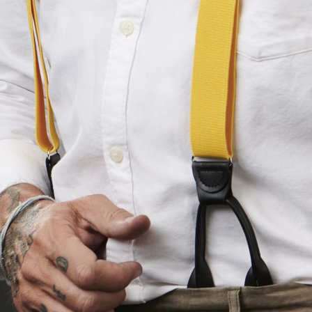 Brede Gyllengule Bukseseler med Knappefeste for menn - Bukseseler med knapper