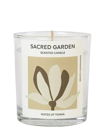 Broste Copenhagen Sacred Garden Scented Candle - White - Ø 7.4 CM