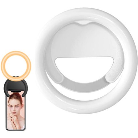 ING LED videolys 180° rotasjon mobiltelefon fylllys flerfarget mini videolys kameralys for smarttelefon og kamera for selfies live hvit