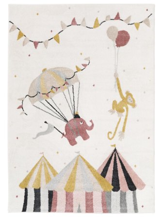 Kids Rug Monkey Circus Pink/Off White Small Oeko-Tex