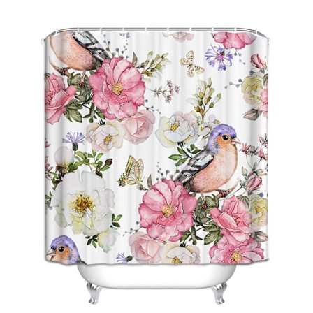 Flamingo Rose Kolibri Rustik Badeforhæng med 12 Kroge