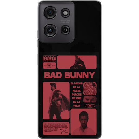 Kompatibel Mobilcover til Motorola Moto G75 Bad Bunny NFL-inspireret skjoldlogo med amerikansk fodbold og stjerner