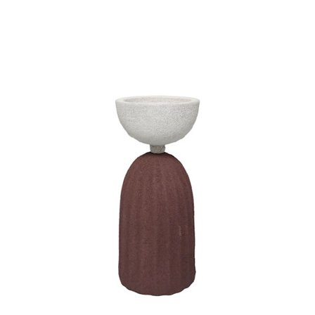 Kynttilänjalka, 9x9x19cm, alumiini, terrakottavalkoinen