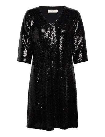 Crcupid Sequin Dress - Kim Fit Kort Kjole Sort Cream