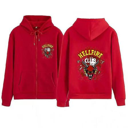 Stranger Things Hoodie Hellfire Club Print Sweatshirt Huvtröja