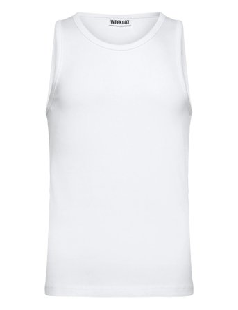 Weekday Regular Fit Ribbed Tank Top - White - S