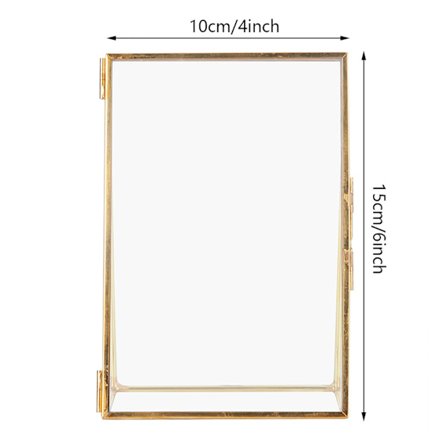 Messing Retro Glass Metall Skrivebords Fotoramme Brakett Kobber Strimmel Metall Fotoramme(4*6inch )