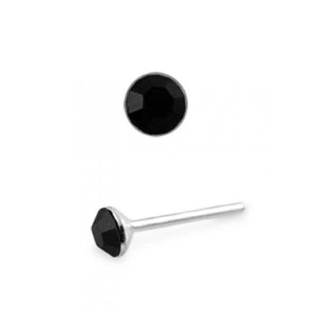 *1 st. Näspiercing i silver med 2 mm. rund Svart CZ