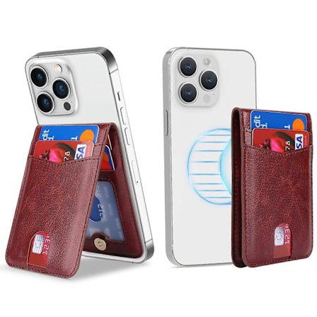 Magnetisk Kortholder Kompatibel med MagSafe Slank Lær ID Kredittkortlomme-