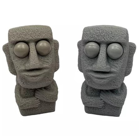 Stressleksak i form av en Moai-staty från Påskön | Ögonpoppande, klämbar stressleksak som återgår till sin form, mjukt silikonmaterial