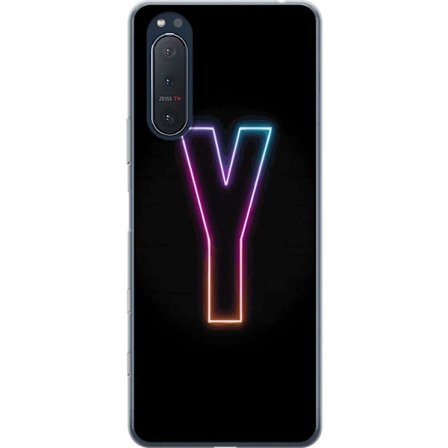 Kompatibel Mobilcover til Sony Sony Xperia 5 II Minimalistisk neonbogstav Y i farveskiftende lys mod sort baggrund