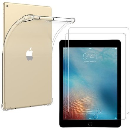 Fodral + 2 härdade glasögon för iPad 6:e generationen - 5:e generationen - AIR 2 - AIR 1 - Stötsäkert skydd Transparent Phonillico