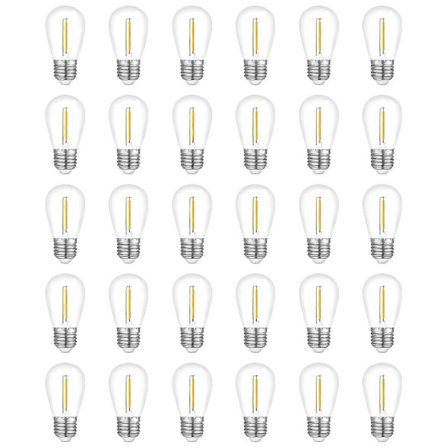 30-pakning utendørs lyspærer, vanntett S14 erstatningspære, E26 base varm hvit - Perfekt