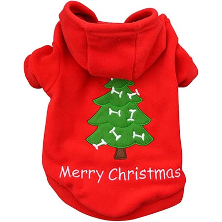 Hundegenser med hette til jul, julegenser til hund, juleklær til hund, varm kjæledyrgenser