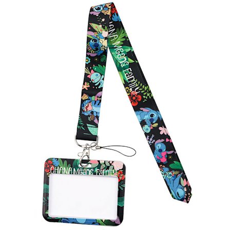 Halsbånd med Stitch-motiv - Nøglesnor, mobil sikkerhedsstrop, kortholder, kontordokumentholder, gave