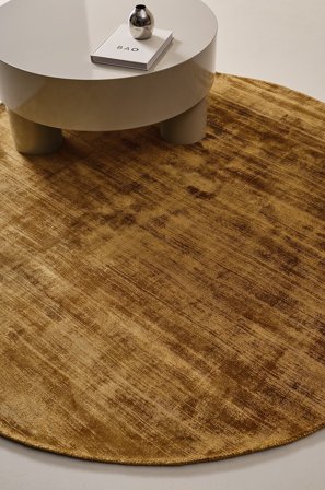 Jotex - Rund Viskoseteppe ø 200 Cm Bomull/Viskose Gull ANELA - Kjøp Viskosetepper hos Jotex