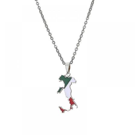 Halskæde, Italien Kort Vedhæng Rustfrit Stål Halskæde Tilbehør Familiestil Damekort Vedhæng Smykkestål Farve