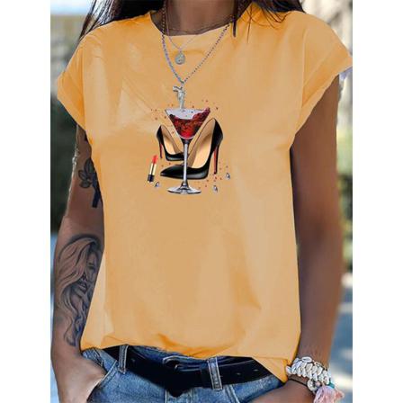 Kortärmad T-shirt Med Rund Hals För Kvinnor