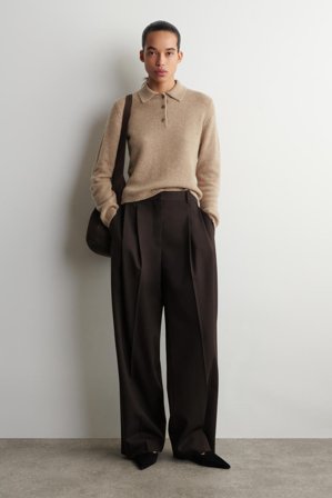 COS Women's Maglione Polo In Cashmere in Beige