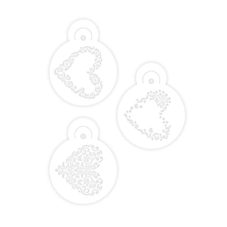 3 stk. Kreativ hjerte mønster kaffe sjablong Vakker dekorativ PET kaffe mal for hjemmet