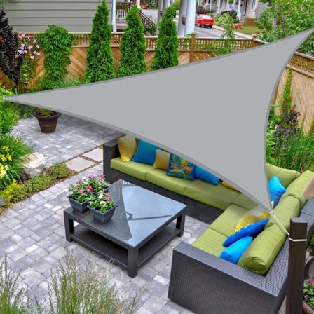 3 x 3 x 3 m Vanntett Trekant Solseil Markise med UV-beskyttelse for Hage Terrasse - Lys Grå