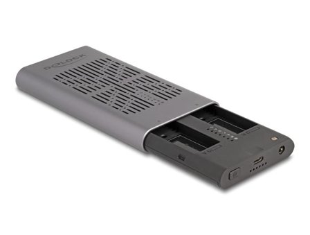 Delock Externes USB 20 Gbps Gehäuse für 2 x M.2 NVMe PCIe SSD mit USB Type-C Buchse und Klon Funktion