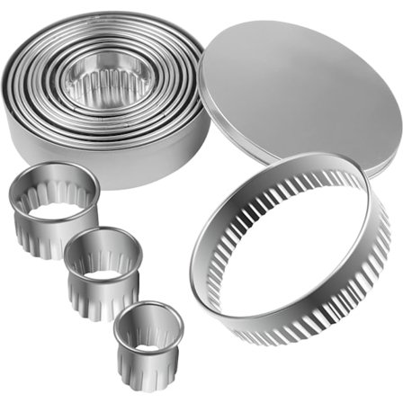 12 st Mini Runda Våfflade Kakformar i Rostfritt Stål