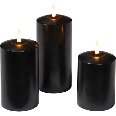 Set med 3 Svarta LED-ljus med Timer Halloween Heminredning