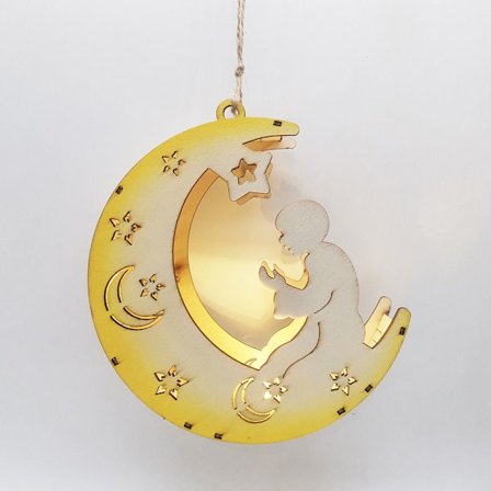 Eid Mubarak Månelampa Hängande Lykta Hänge Trä C C