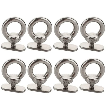 8-pack komplett 316 SS, spårmonterad surrningsögla, håller bungee-sladd eller rep upp till 0,6 tum, marin hårdvara