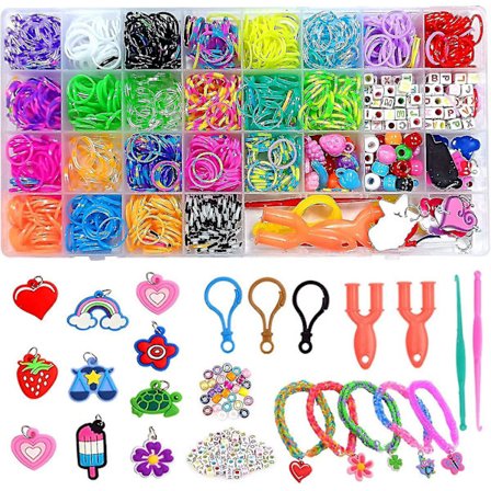 DIY Gummibandsset, 1500 Färgglada Gummiband Startset Låda Med Vävstol För Armband, Färgglad Startlåda, Bands Set För Hantverk, Barnleksaker