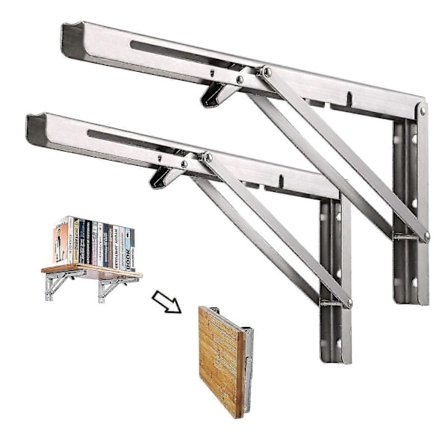 12 tommers sammenleggbar hyllebrakett rustfritt stål hyllebrakett sammenleggbar brakett veggmontert 1 stk