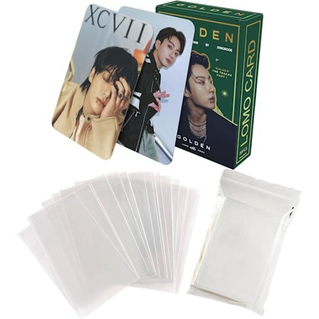 Kpopbp 55 st Guldfotokortspaket med 50 st Fotokortsfodral